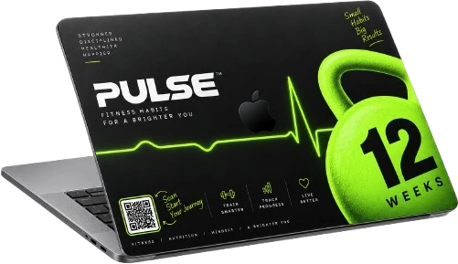 A MacBook wearing the PULSE fitness skin